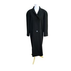 Vintage 80s Cassidy Hand Tailored BlackWool Coat Old Money Lined Long Heavy Sz 2